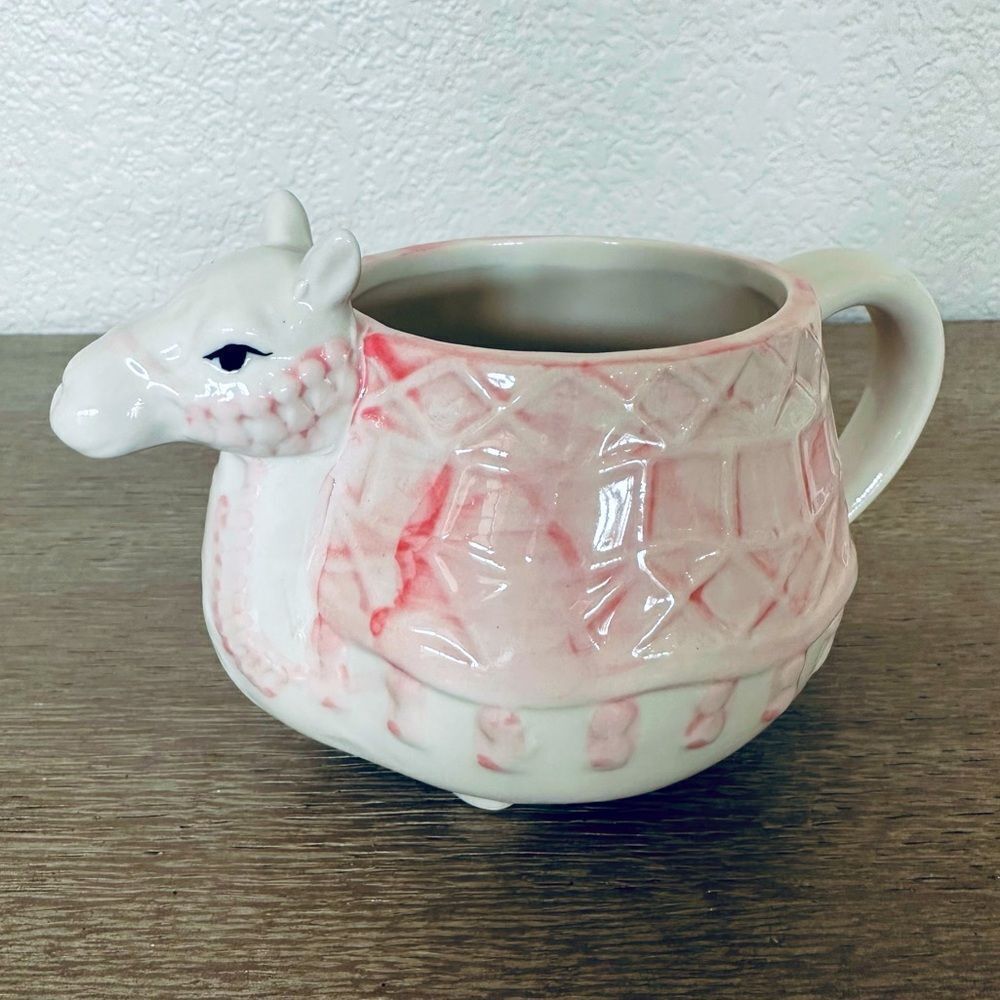 Boho Ceramic Pink Camel Llama Alpaca Coffee Mug Planter Cup